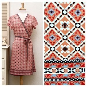 Max Studio Harlequin Box Print Wrap Dress, X-Large